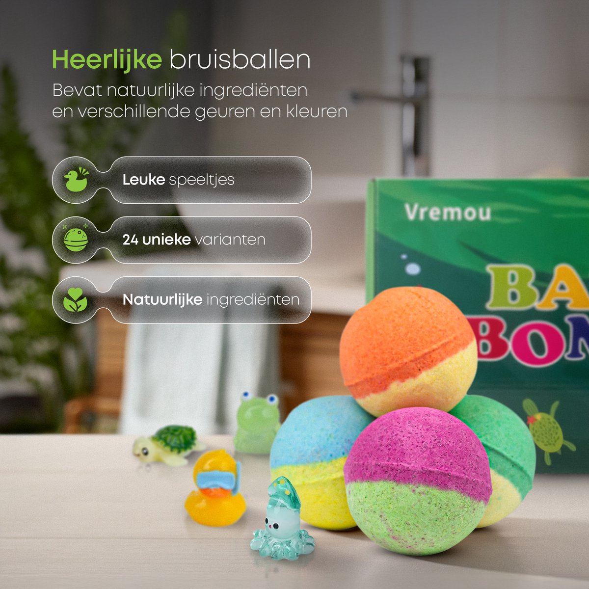 Vremou bruisballenset met 24 verrassingsdiertjes
